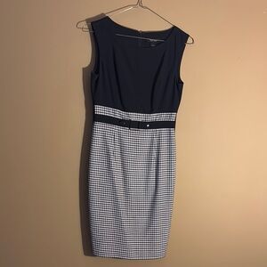 White House Black Market Black and White Sheath Midi Dress